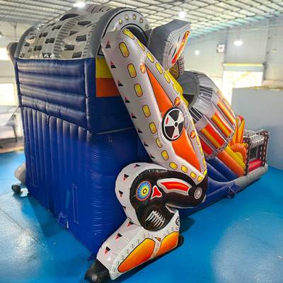 Коммерческий надувной батут с двумя горками «Робот» 8x6x6.5 м