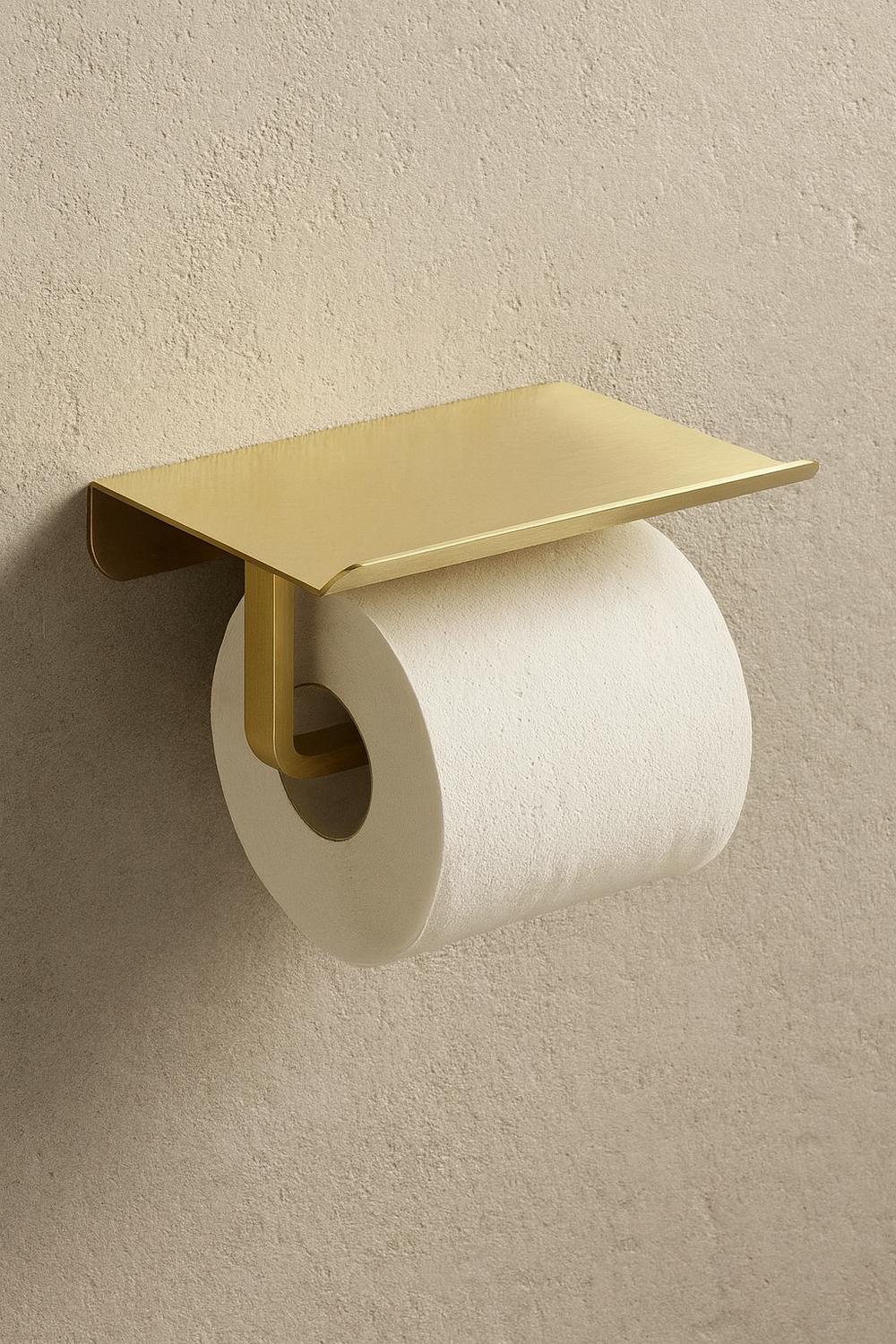 Держатель для туалетной бумаги STWORKI Киркенес S45345GM настенный, матовое золото, с полкой