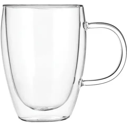 Кружка для горячих напитков «Проотель» двойные стенки термост.стекло 350мл D=80,H=113,L=125мм прозр