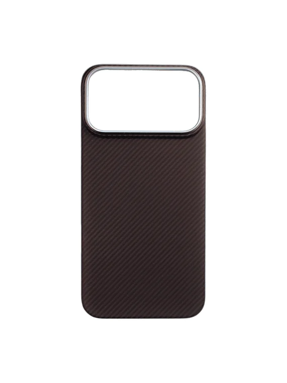 Карбоновый чехол для IPhone 17 Pro MAX with MagSafe черный полоска (Black)