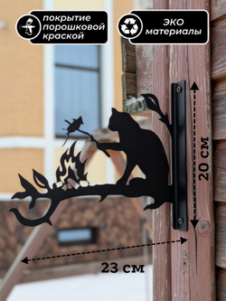 Кронштейн для кашпо Кошка жарит мышку, кашпо подвесное, держатель для цветов