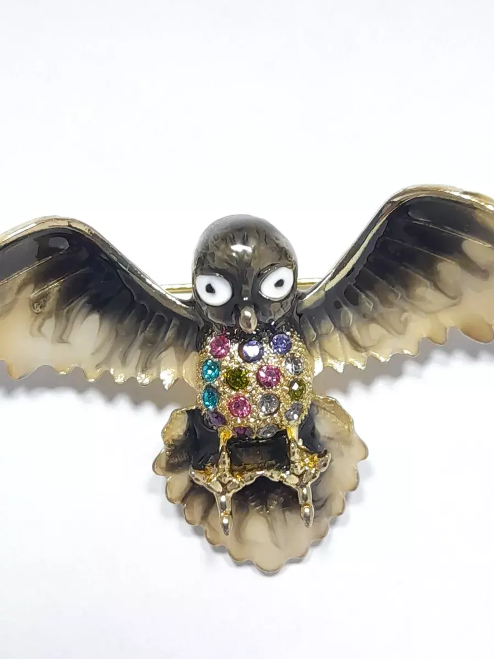 Брошь-кулон Сова коричневая