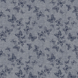 Ткань постельно-плательная Prival Пестроткань Бабочки, джинсовый, 142г/м2, 1.5х3м
