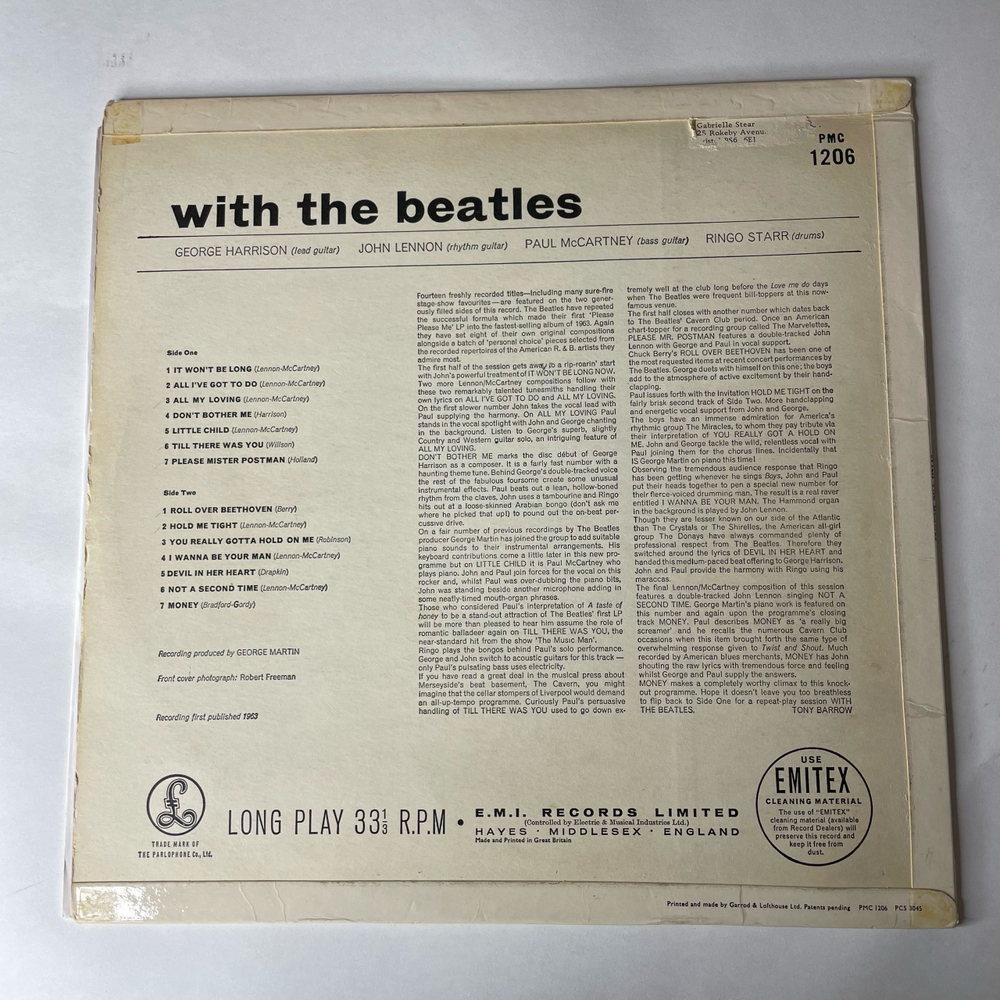 Винтажная виниловая пластинка LP The Beatles With The Beatles (Англия 1963) Mono