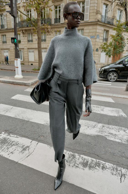 ZARA ПРЯМЫЕ БРЮКИ С ЗАЩИПАМИ, МЯГКИЙ СЕРЫЙ