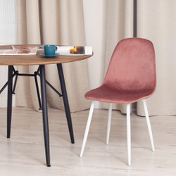 Стул BREEZE (mod. 4724) / 1 шт. в упаковке вельвет/металл, 44 х 53 х 87 см, Coral (коралловый) HLR44 / белый