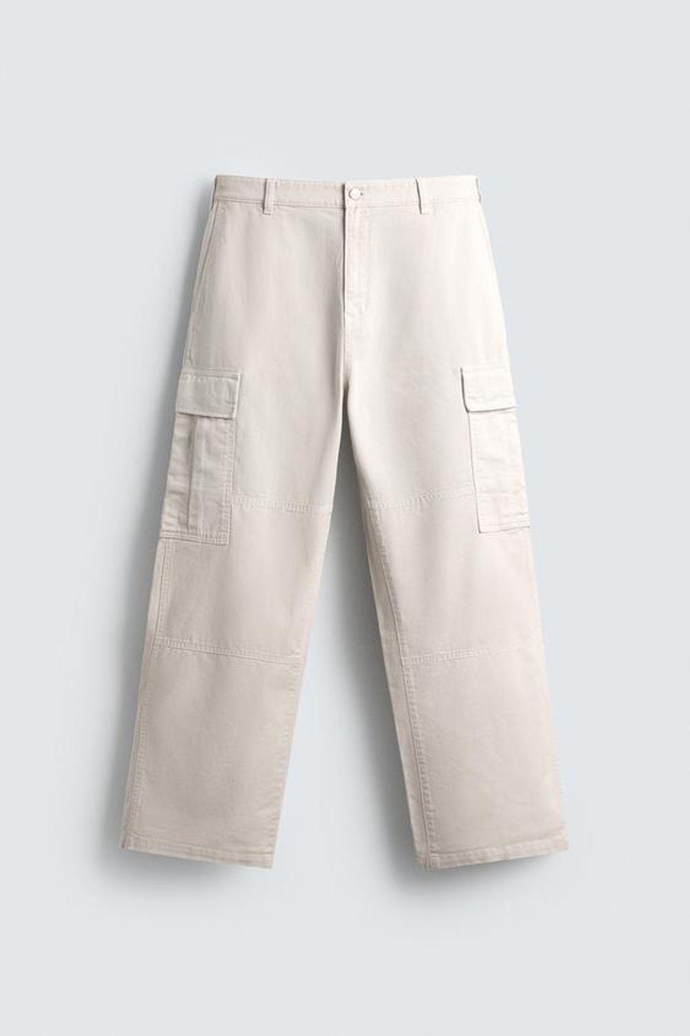 ZARA БРЮКИ-КАРГО STRAIGHT FIT, КАМЕННО-СЕРЫЙ