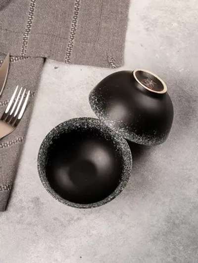 Набор посуды 2 тарелки 11,5 см пиалы глубокие черные матовые