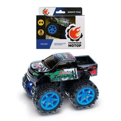 Монстр трак, мет., ин.мех-зм 4х4, вращение на задних колесах, черн.