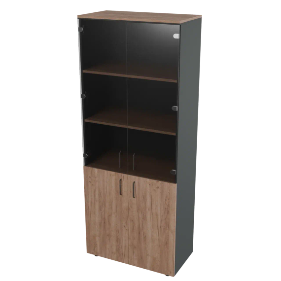 Шкаф для документов высокий со стеклянным фасадом Prego office 800х420х2000 ПОШВШС