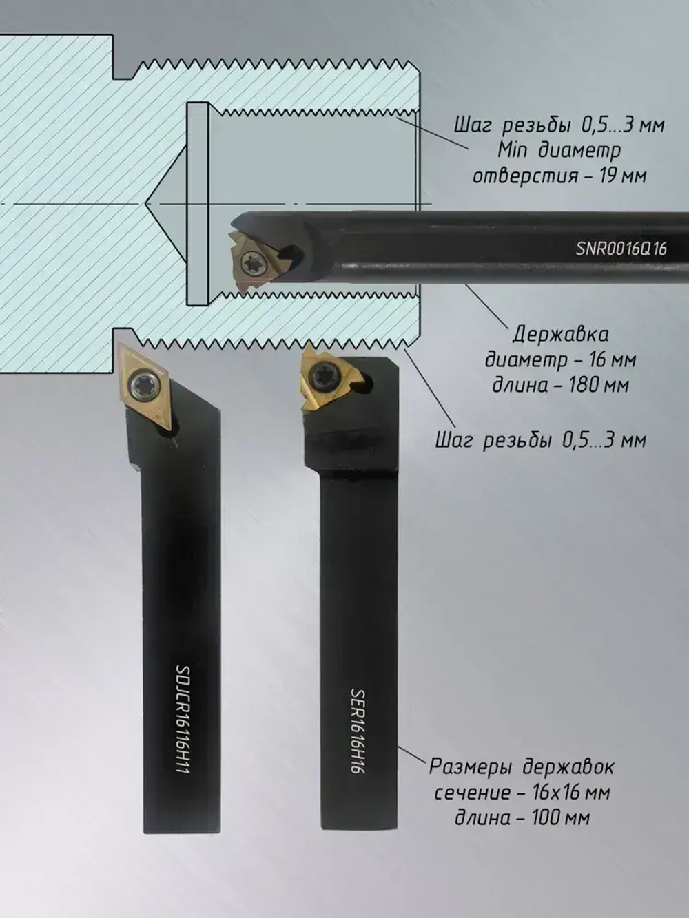 Набор токарных резцов 16х16 / Резцы по металлу 7 штук