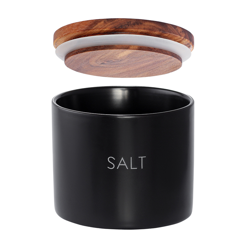 Банка керамическая для хранения соли, 400 мл, черная