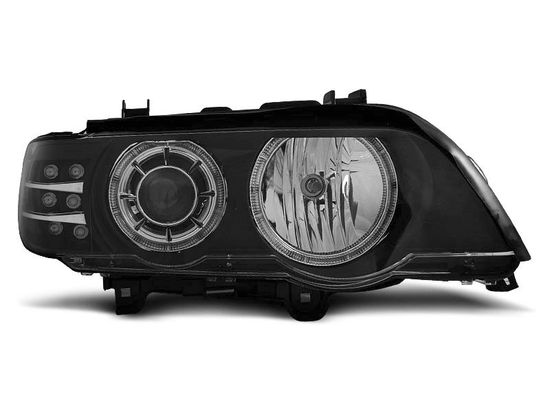 Передние фары angel eyes black led indicator XENON для BMW X5 E53