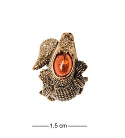 AM-2460 Кольцо «Крокодил» (латунь, янтарь)