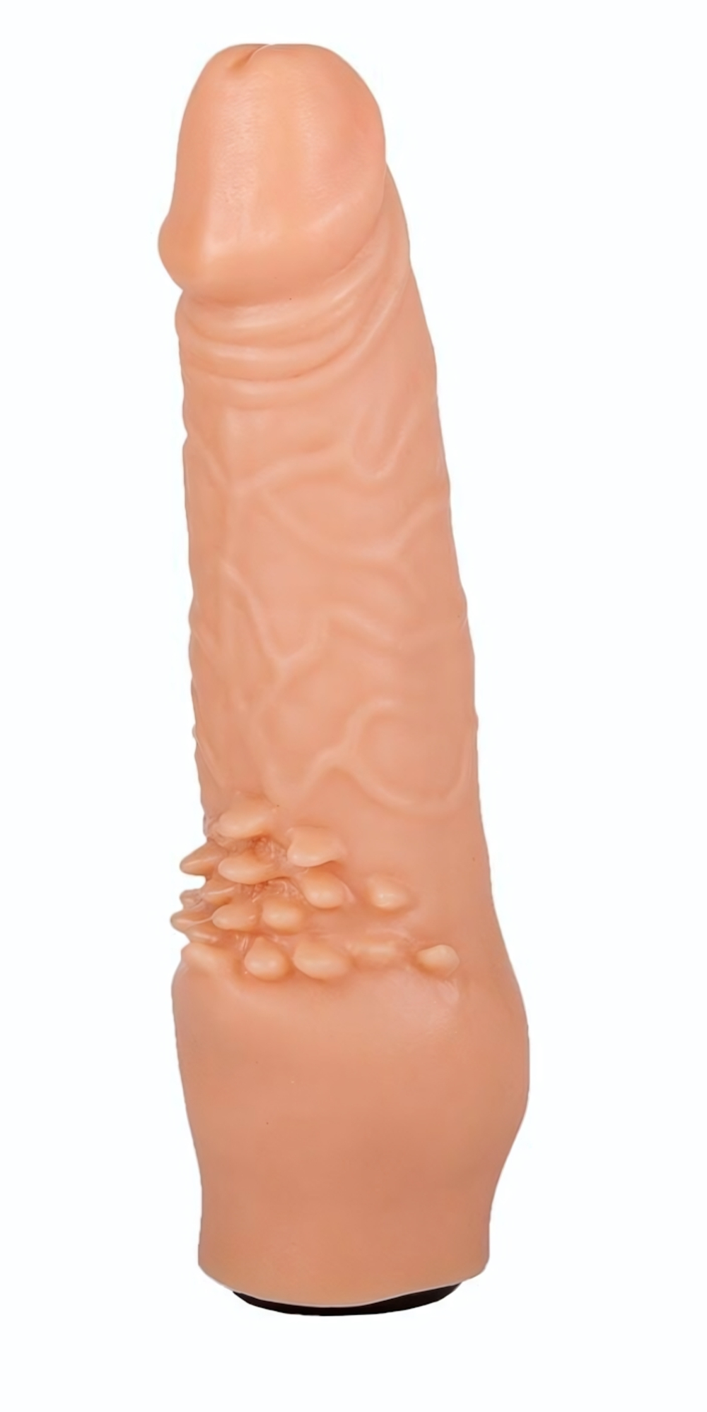 Телесная насадка-фаллос с шипами для массажа клитора - 18,5 см. (Цвет: телесный)