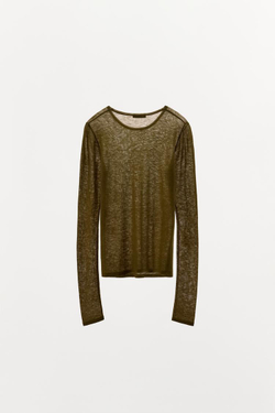 ZARA ФУТБОЛКА ИЗ 100% ШЕРСТИ, ЗЕЛЕНЫЙ