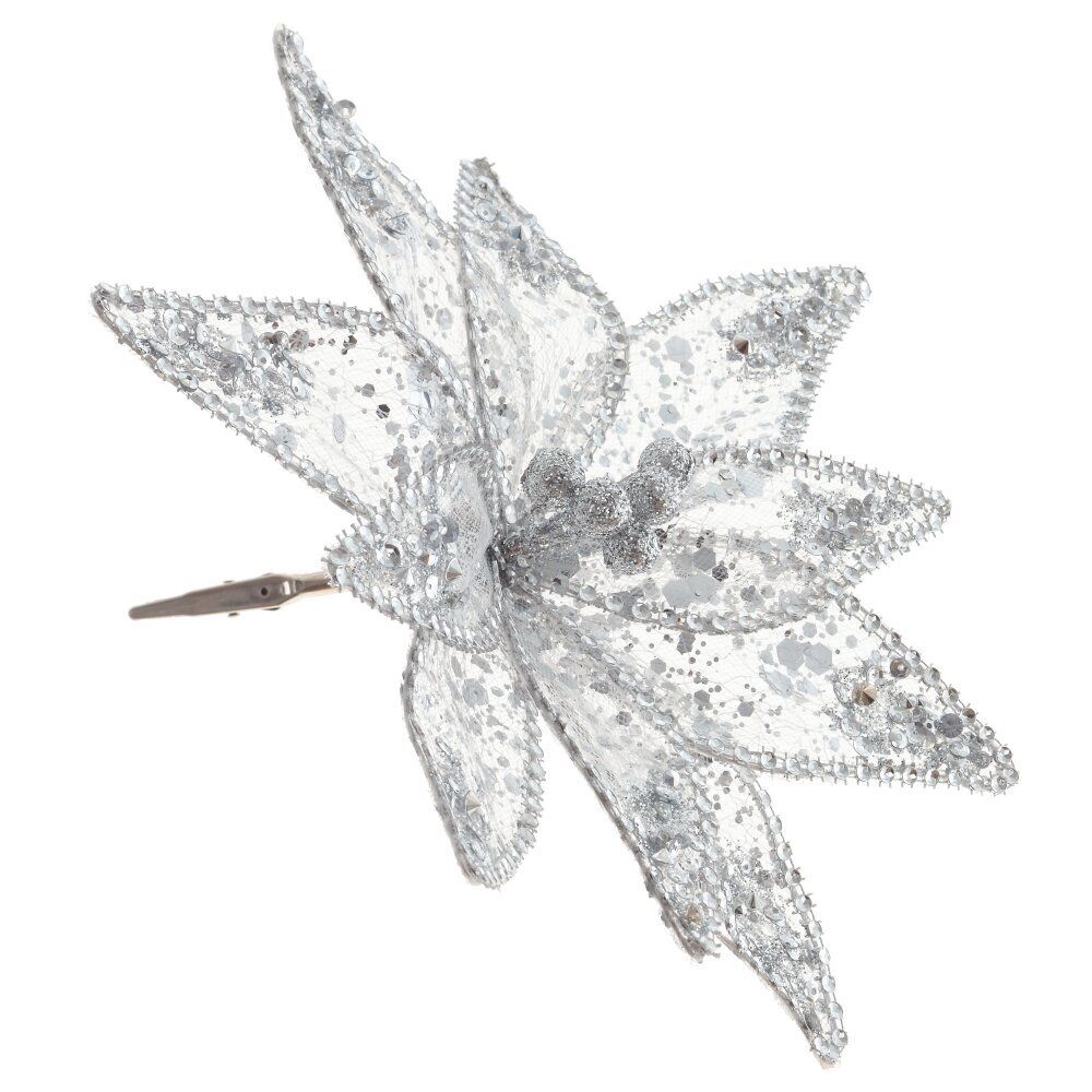 GAEM Цветок исскуственный "Пуансеттия" (на клипсе), L24 W24 H12 см