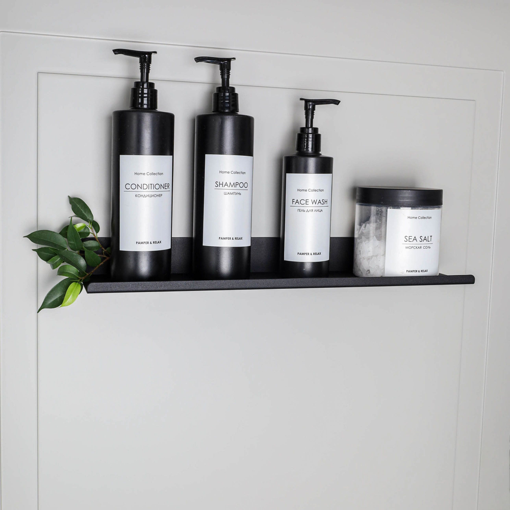 Полка MetaDec Plain настенная прямая, 40х10см черная, металл, 1шт