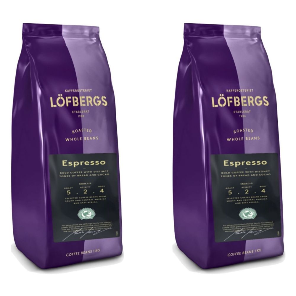 Кофе в зернах Lofbergs Espresso 1 кг, 2 шт