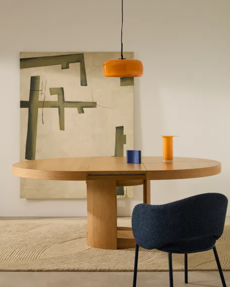 Круглый раздвижной стол Artis из массива дуба и шпона, 150 (200) см x 80