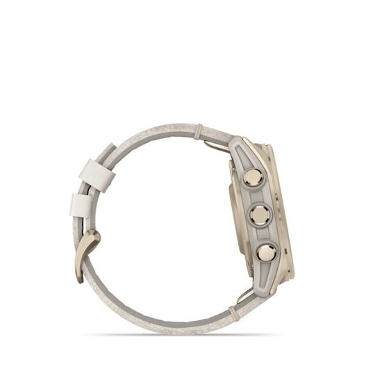 Умные часы Garmin Fenix 8, 43 мм, AMOLED, Sapphire, золотистый, серый кожаный ремешок