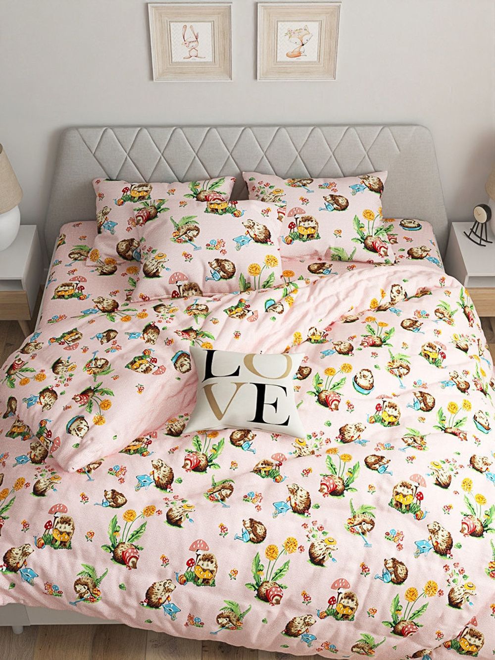 Наволочка комплект 2шт Сказка "Ёжики" 50х70 см, поплин