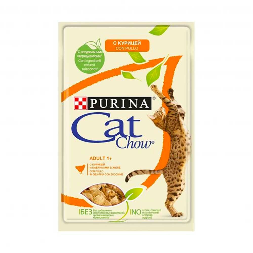 Cat Chow курица/кабачки в желе - консервы для кошек 85 г