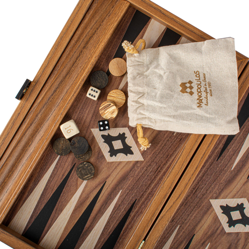 Нарды с боковыми стойками 30x20см Manopoulos Backgammon bxl3kk