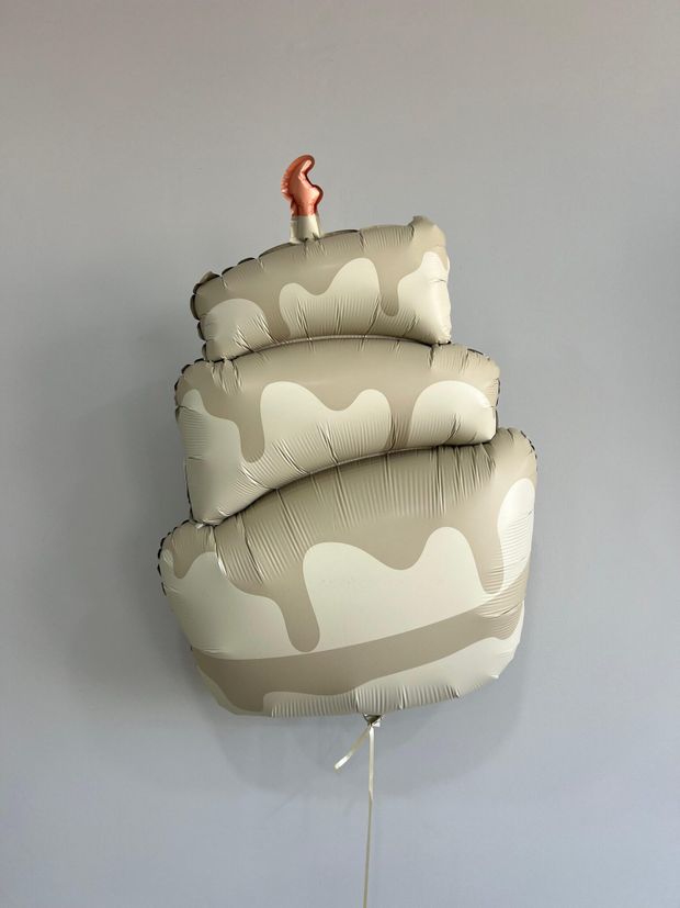 К Шар (37''/94 см) фигура Торт Бежевый Сатин