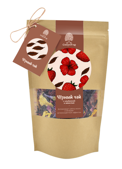 Чай черный с ванилью и клубникой / CraftTea / 40 г / Сибирский кедр