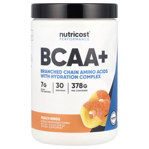 Nutricost, Performance, BCAA +, персиковые кольца, 378 г (13,5 унции)