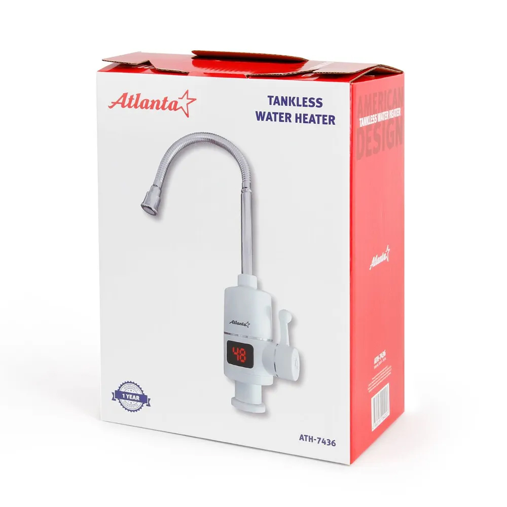 Водонагреватель ATH-7436 3300Вт, проточный, гибкий излив, белый