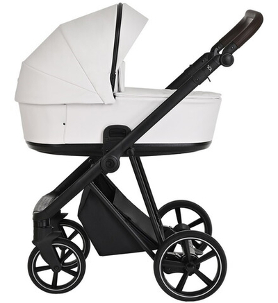 Детская коляска Roan Sol Кожа 2 в 1 RSL/2024 White/Black/руч.Тем.коричневый