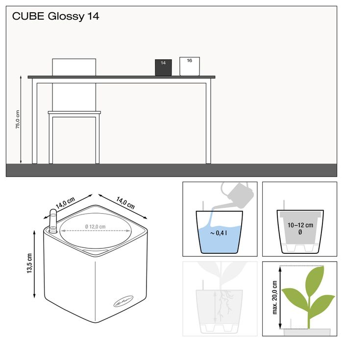 Lechuza Cube Glossy 14