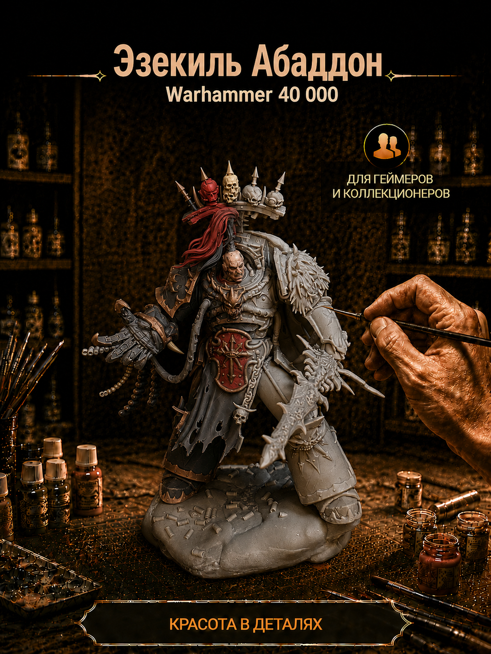 Фигурка, Эзекиль Абаддон, Warhammer 40 000, высота 19 см, под покраску