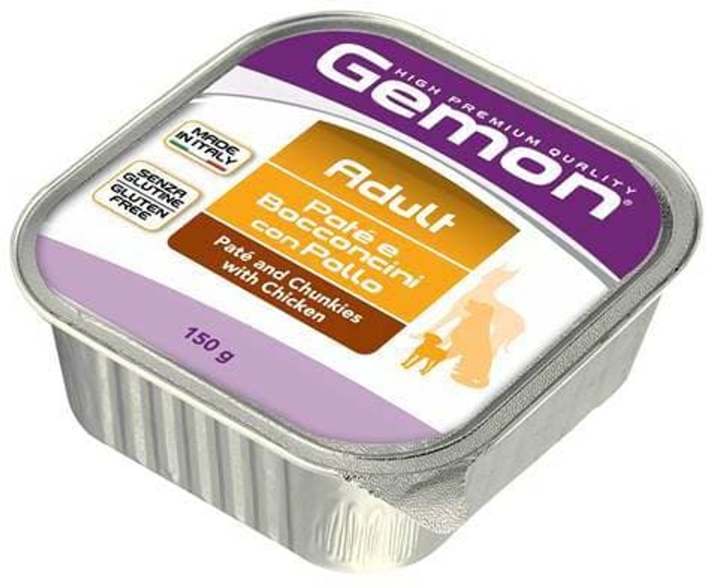 Gemon 150г Dog консервы для собак паштет с кусочками курицы