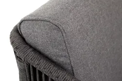 "Канны" кресло плетеное из роупа, каркас алюминий темно-серый (RAL7024) муар, роуп темно-серый круглый, ткань темно-серая 027