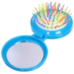 Расческа массажная детская складная «Barbariska», с зеркалом, стильная Аннет, разноцветные зубчики, цвет сине - голубой, d-7см