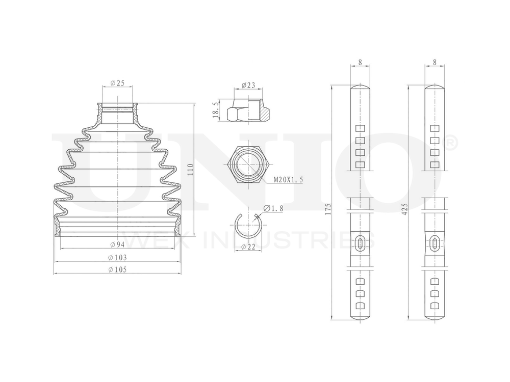 Пыльник ШРУСа (к-т) UNIO DUC-30061K