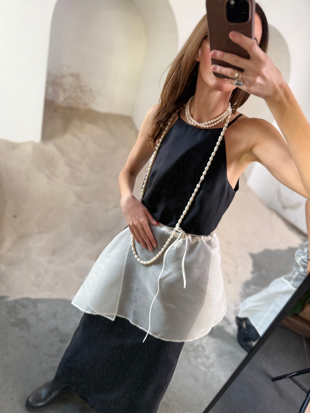 Платье макси черный шёлк