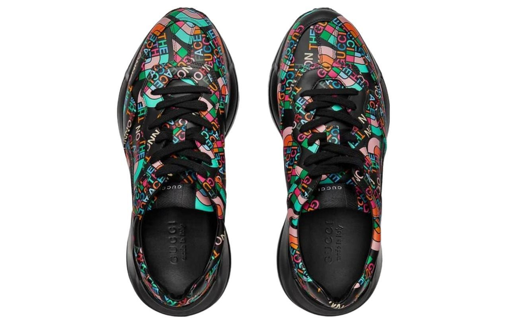 North/THE NORTH FACE x GUCCI Gucci Rhyton leather printed low-top daddy shoes black