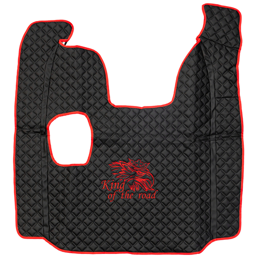 Ковры SCANIA 5 серии R (механика) (экокожа, черный, красный кант, красная вышивка)