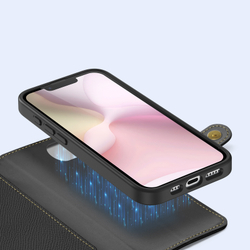 Чехол кошелек с MagSafe из TPU кожи от Dux Ducis для iPhone 16e, SE (с 2025-), серия Lawa Series Case
