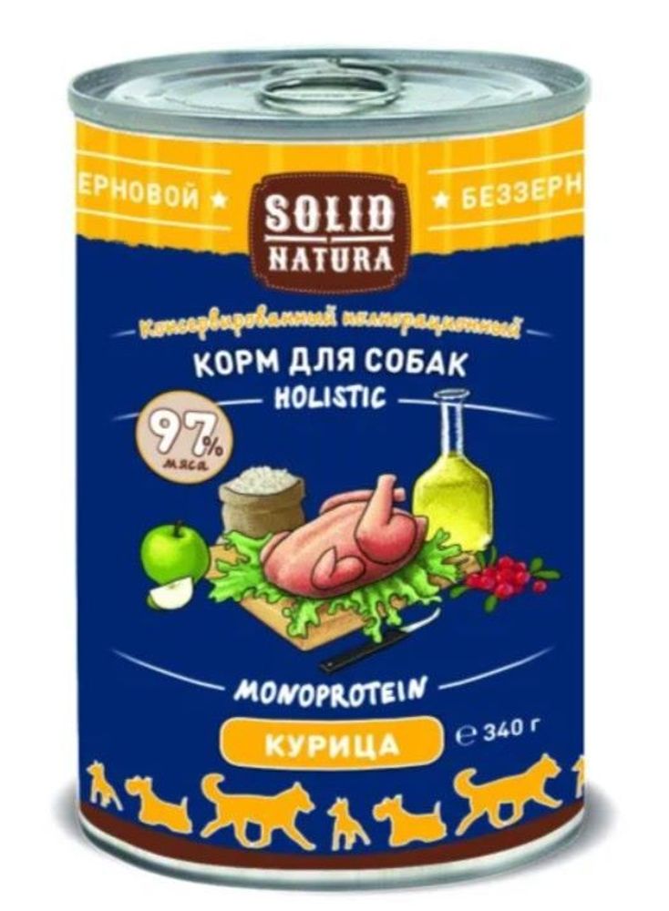 Solid Natura Holistic Курица влажный корм для собак жестяная банка 0,34 кг
