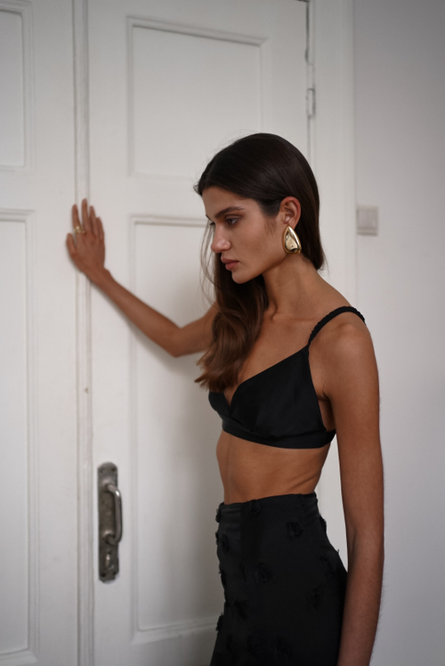 Топ бюстье из шелка черный