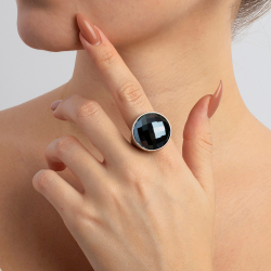 Кольцо Possebon Pearl Black Agate 18 мм K1155.4/18.0 BW/S