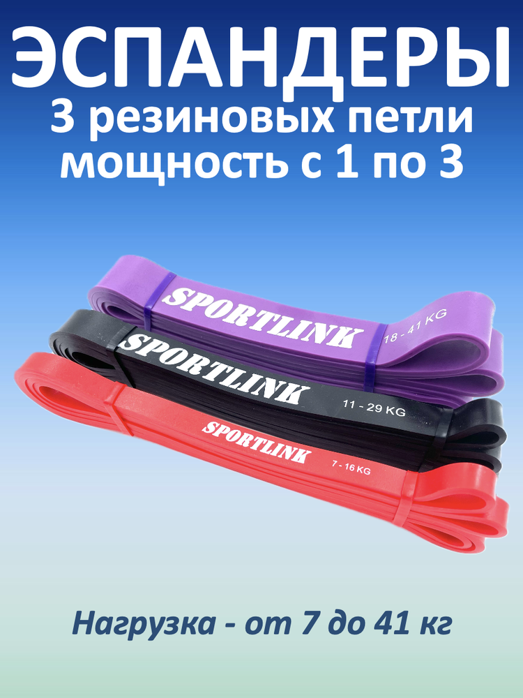 Набор из 3 резиновых петель (7 - 41 кг)