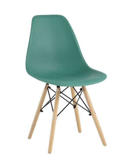 Eames Style DSW серо-зеленый пластик, стальной каркас, натуральный массив бука