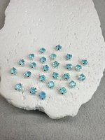 Шатоны 4 мм, Голубой радужный опал в серебре, 25 шт