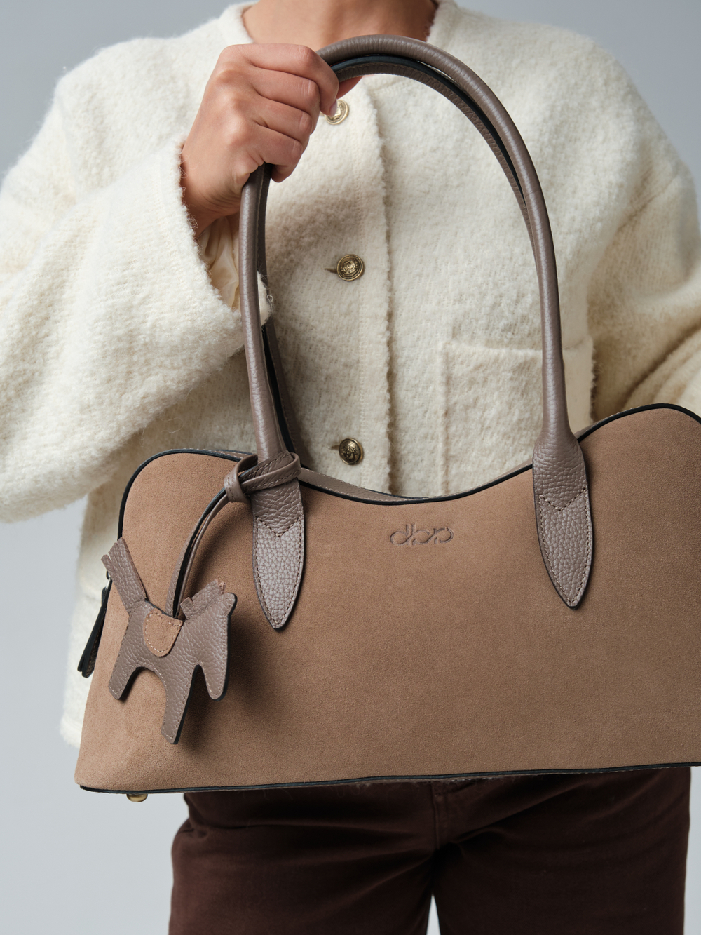 Замшевая сумка Jockey DBR 31168 серо-коричневый